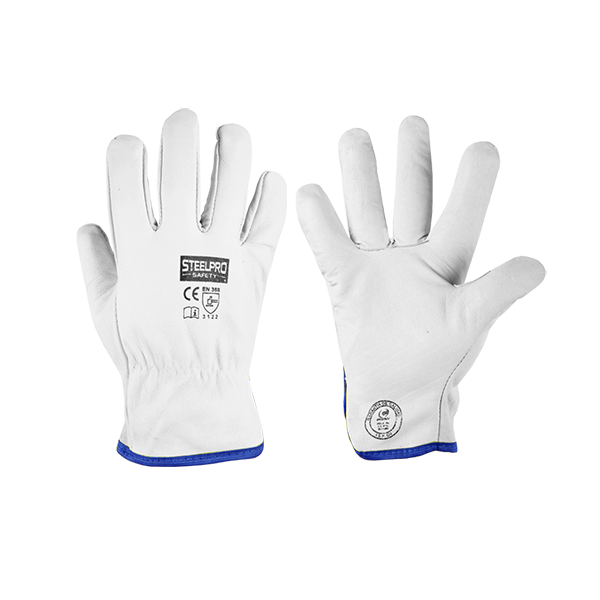GUANTE CUERO PUÑO CORTO (BLANCO) STEELPRO X12 300850680019